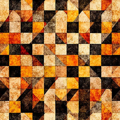 A Haunting We Will Go Burnt Orange Checkerboard Geo 108" Wide Quilt Backing Fabric