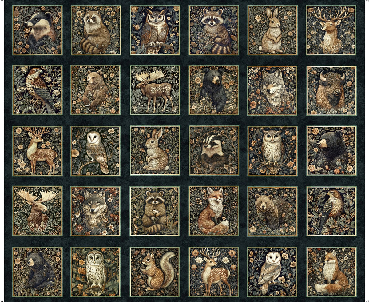 Cedar & Sage Midnight Animal Picture Patches - quilting supply from Quilted Joy