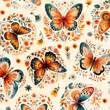 Harvest Hollow Cream Butterflies Fabric Yardage - quilt fabric for sewing and quilting projects