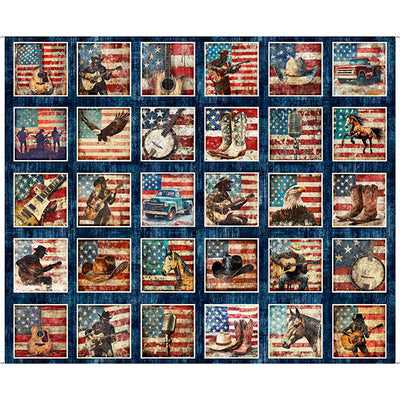 American Country Navy Picture Patch Panel 36" x 43"