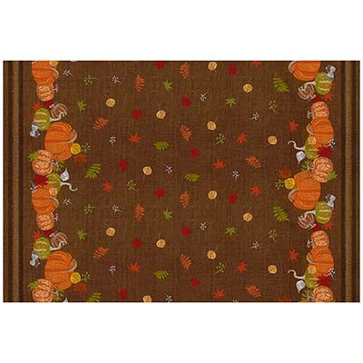 Autumn Stitches Brown Pumpkin 60" Double Border Canvas