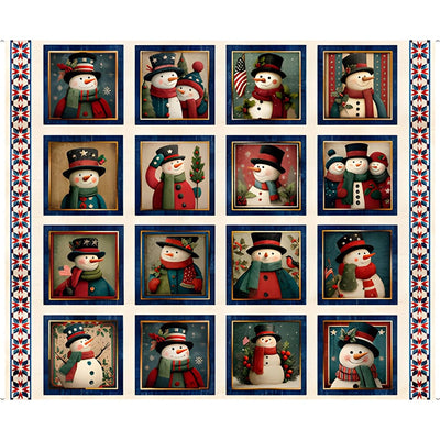All American Snowman Cream American Picture Patch Panel 36" x 43"