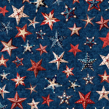 All American Navy Stars Fabric Yardage - quilt fabric for sewing and quilting projects