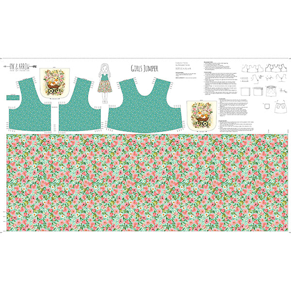 Flora & the Fox Multi Girls Jumper Panel - quilt fabric panel for quilting projects