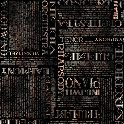 Vivace Black Musical Text Fabric Yardage