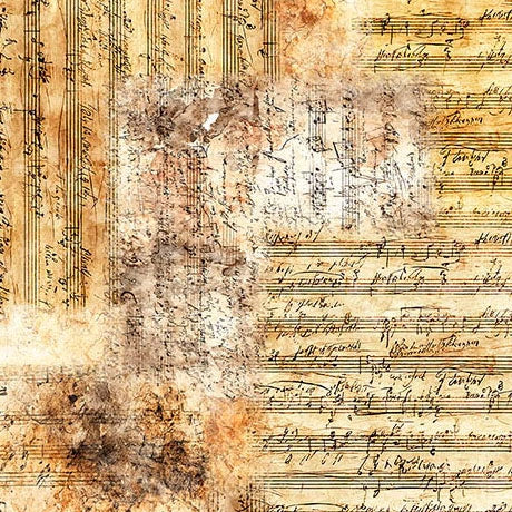 Vivace Tan Sheet Music quilting fabric yardage