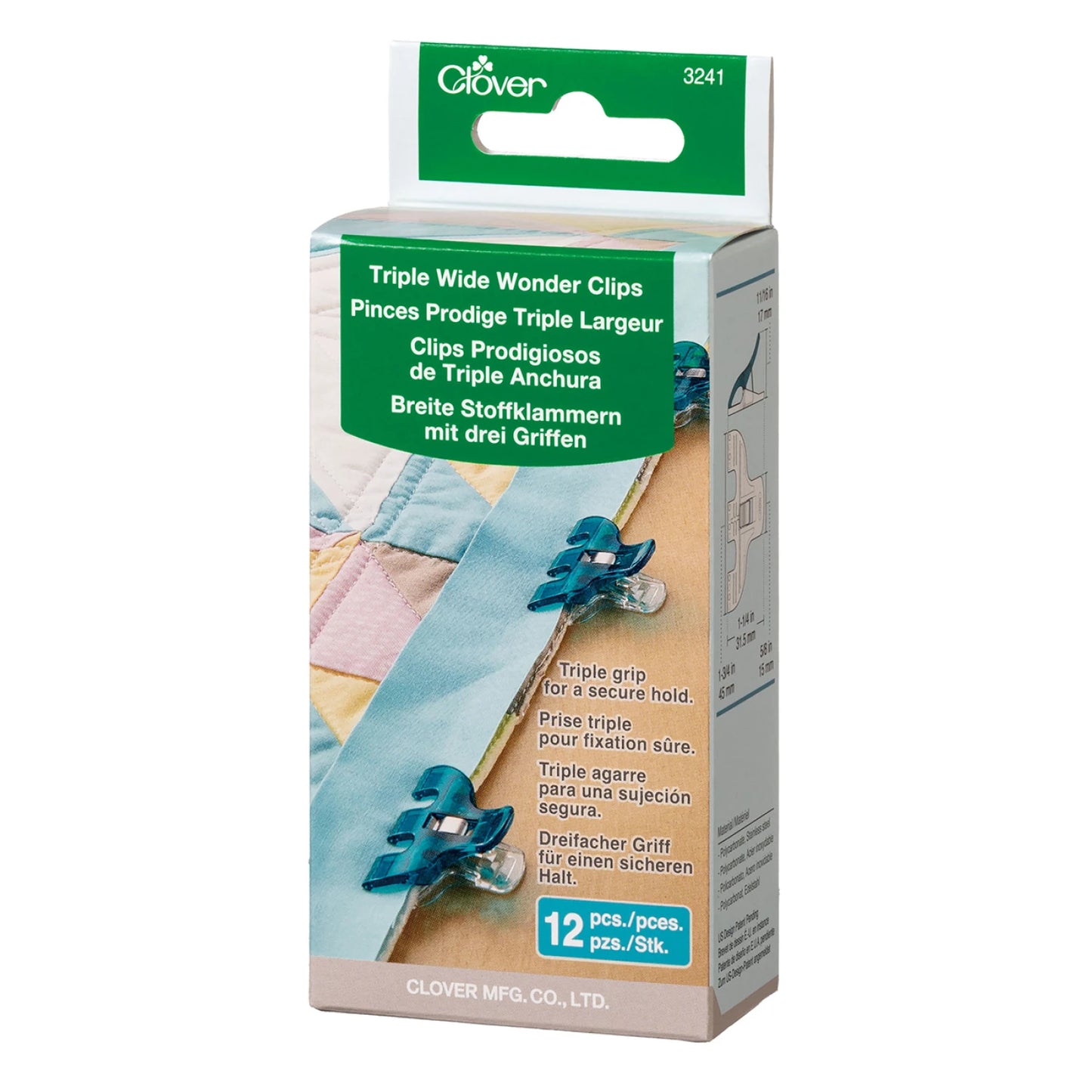 Clover 12 Piece Blue Triple Wide Wonder Clips