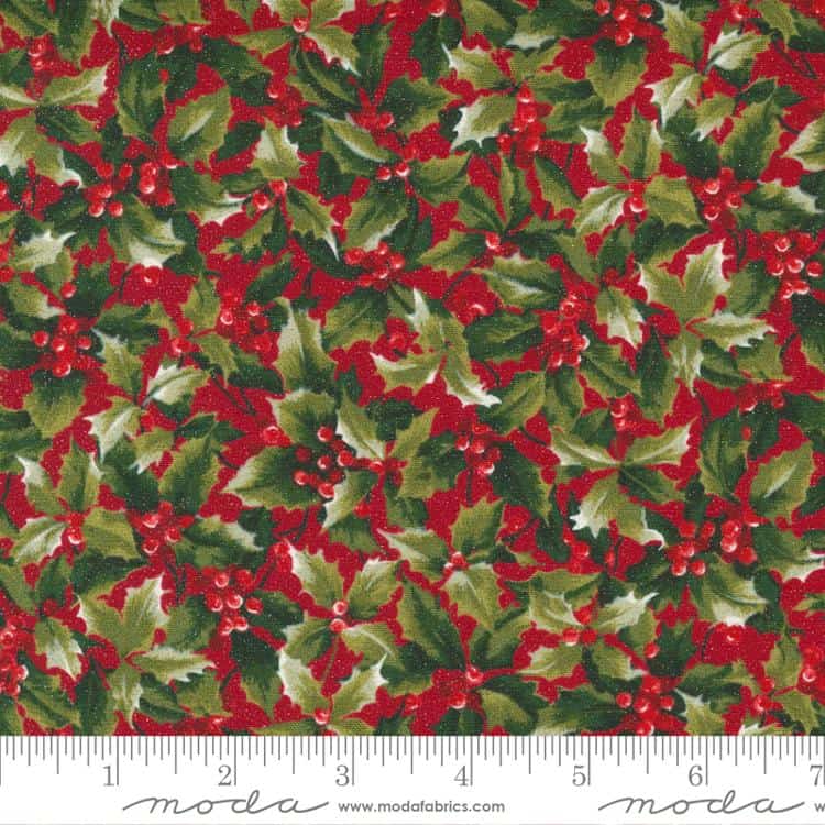 Sparkle Shine Glitter Crimson Holly Fabric Yardage