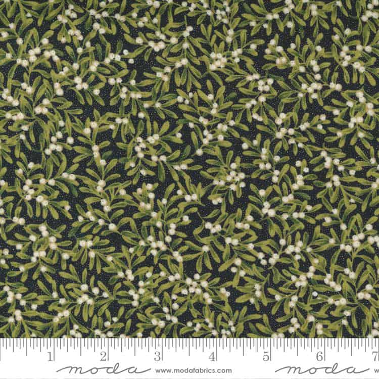 Sparkle Shine Glitter Black Holly Berries Fabric Yardage