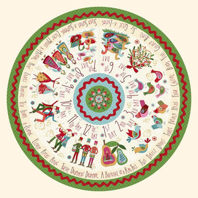 Scandinavian Holiday Multi on Cream Tree Skirt Panel