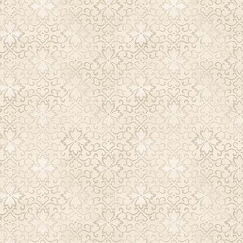 Purely Neutral Ivory Floral with Scroll Fabric Yardage