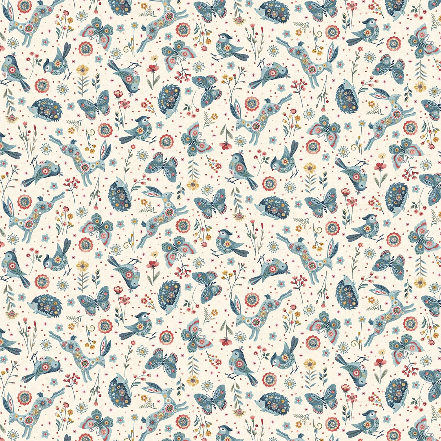 Norwegian Forest Woodland Character Toss Cream Yardage