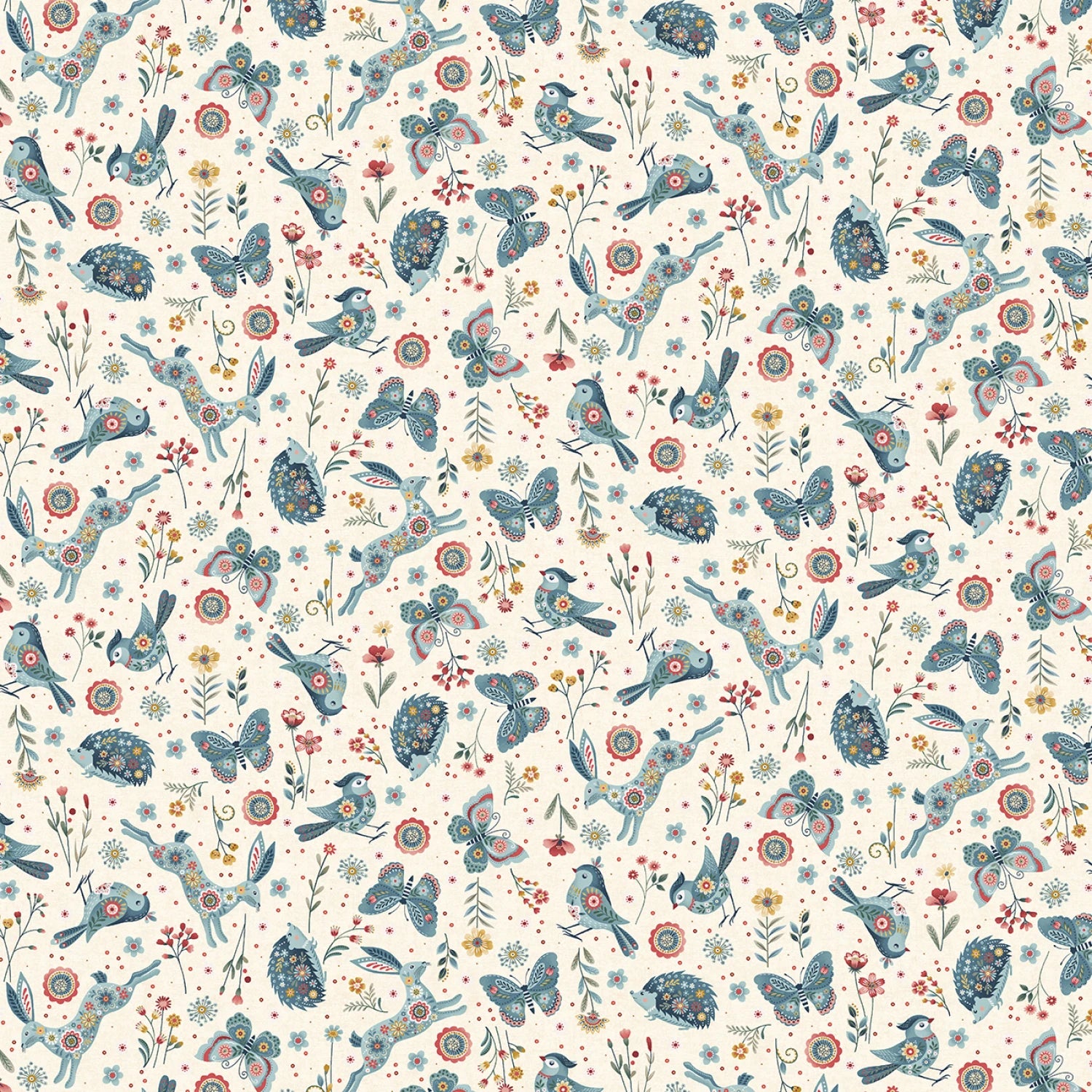 Norwegian Forest Woodland Character Toss Cream Yardage