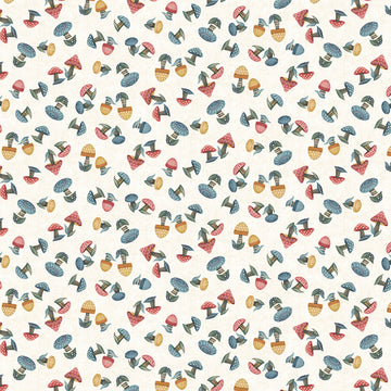 Norwegian Forest Cream Mushroom Fabric Yardage - quilt fabric for sewing and quilting projects