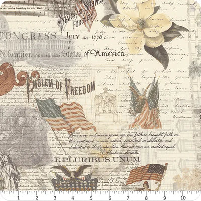 3 Sisters Patriotic Porcelain Flags Fabric Yardage