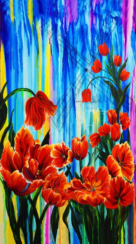 Tulip Festival Tulip Parade Panel - quilt fabric panel for quilting projects