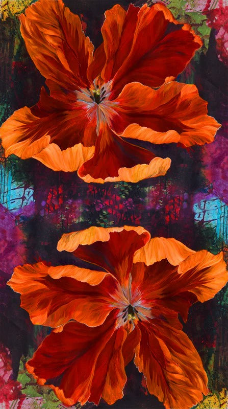 Tulip Festival Tulip Drama Panel - quilt fabric panel for quilting projects
