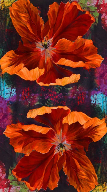 Tulip Festival Tulip Drama Panel - quilt fabric panel for quilting projects