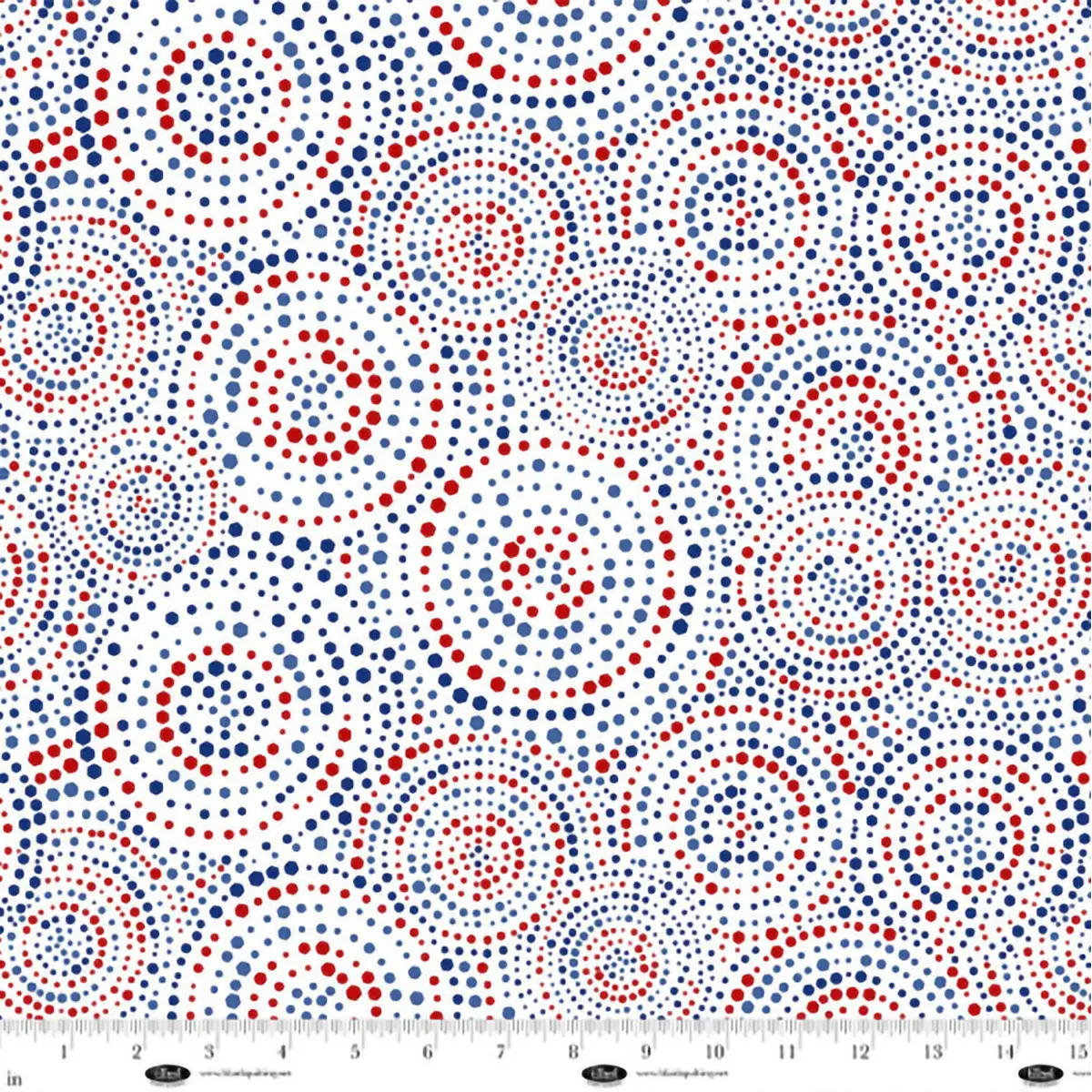 Concentric Hexi-Dots Patriotic 108" Wide Quilt Backing Fabric