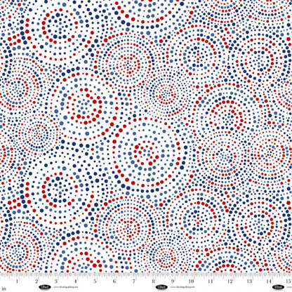 Concentric Hexi-Dots Patriotic 108" Wide Quilt Backing Fabric