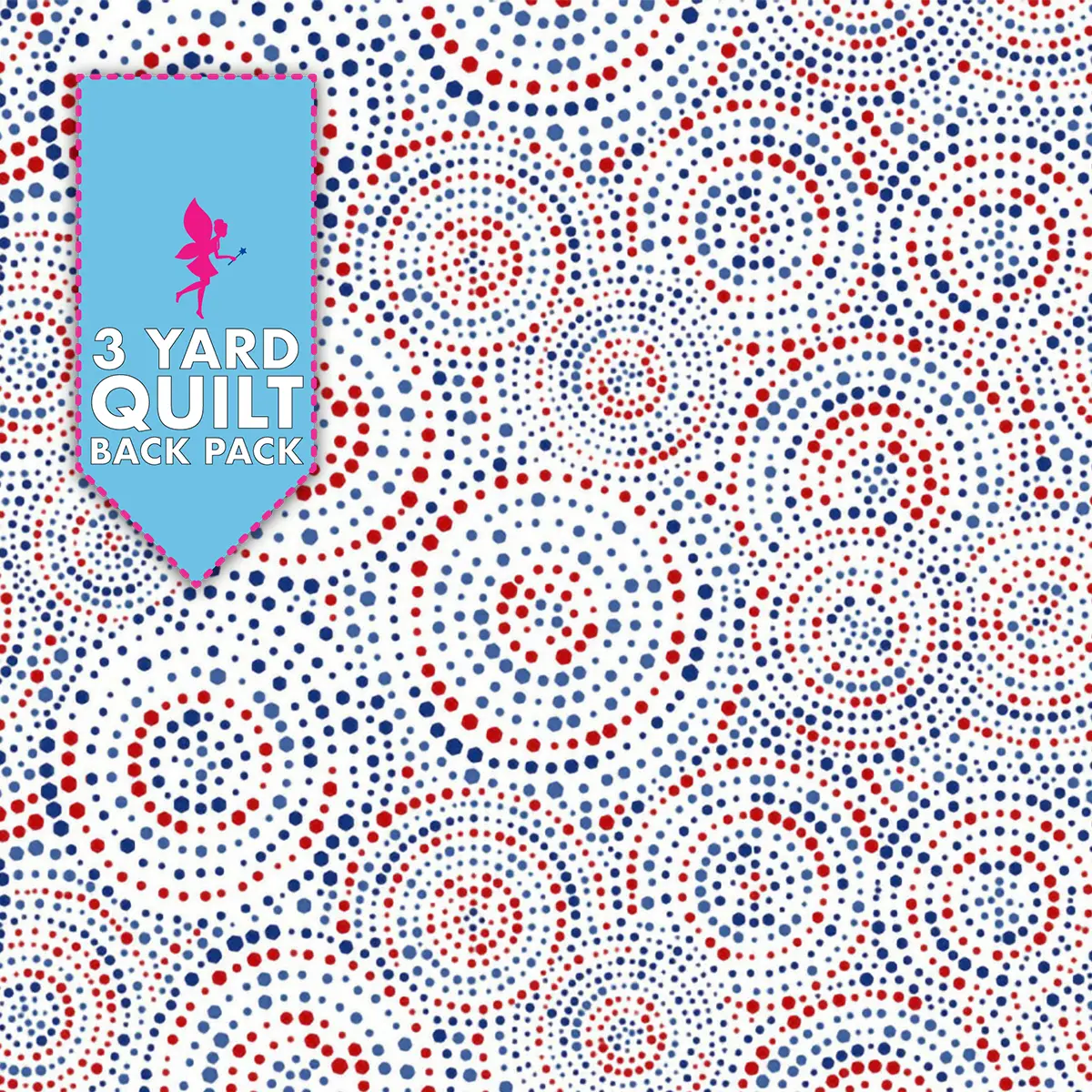 Concentric Hexi-Dots Patriotic 108" Wide 3 Yard Quilt Fabric Back Pack