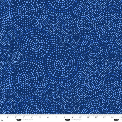 Concentric Hexi-Dots Blue 108" Wide Quilt Backing Fabric