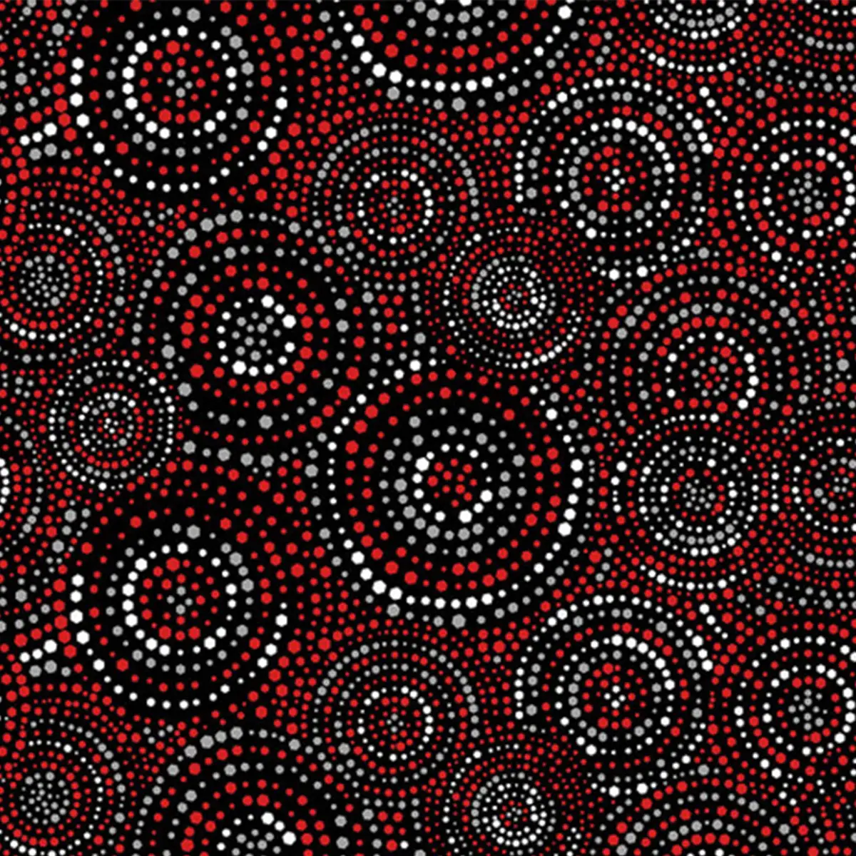 Concentric Hexi-Dots Red Black and White 108" Wide Quilt Backing Fabric