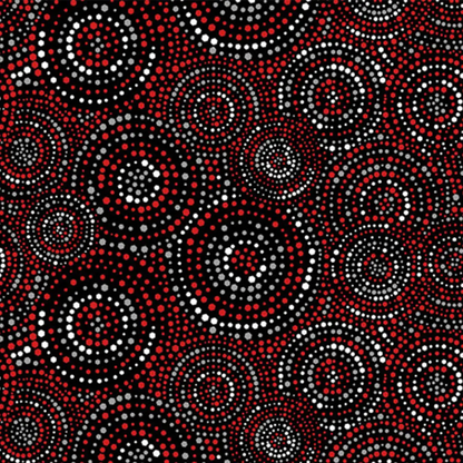 Concentric Hexi-Dots Red Black and White 108" Wide Quilt Backing Fabric