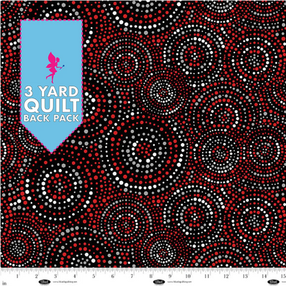 Concentric Hexi-Dots Red Black and White 108" Wide 3 Yard Quilt Fabric Back Pack