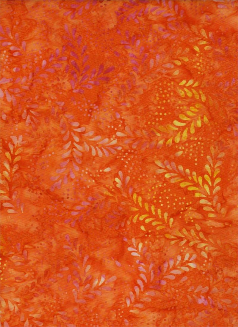 Remnants of Summer Orange Sprig Batik Fabric Yardage