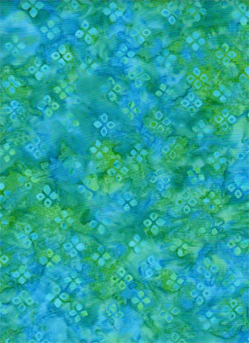 Remnants of Summer Aqua Four Square Batik Fabric Yardage