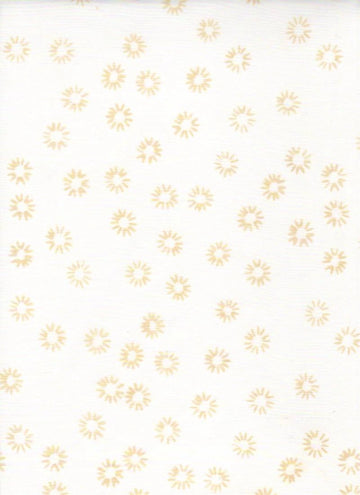 Remnants of Summer Gold Stars on White Batik Fabric Yardage by Batik Textiles