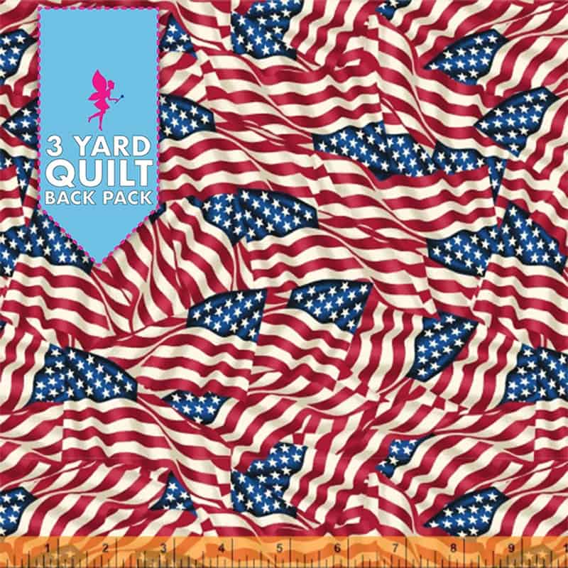 American Flag 108" Wide 3 yard Quilt Back Fabric Pack