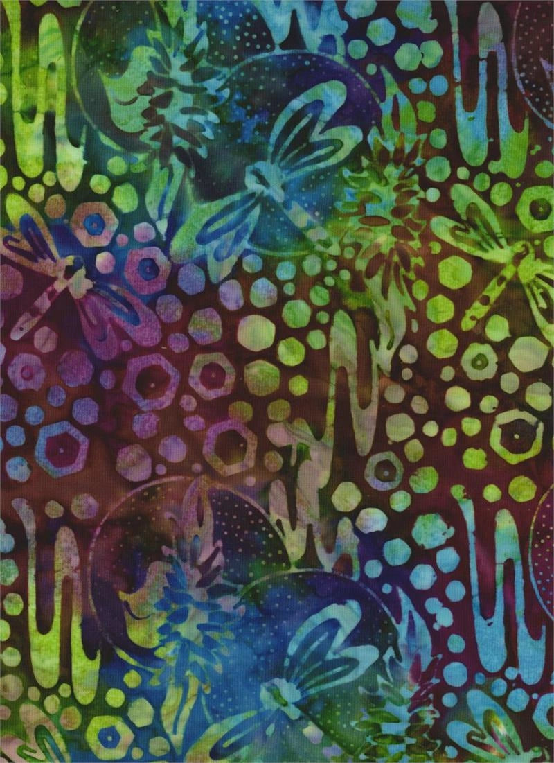 Venus Multi Dragonflies Batik Fabric Yardage