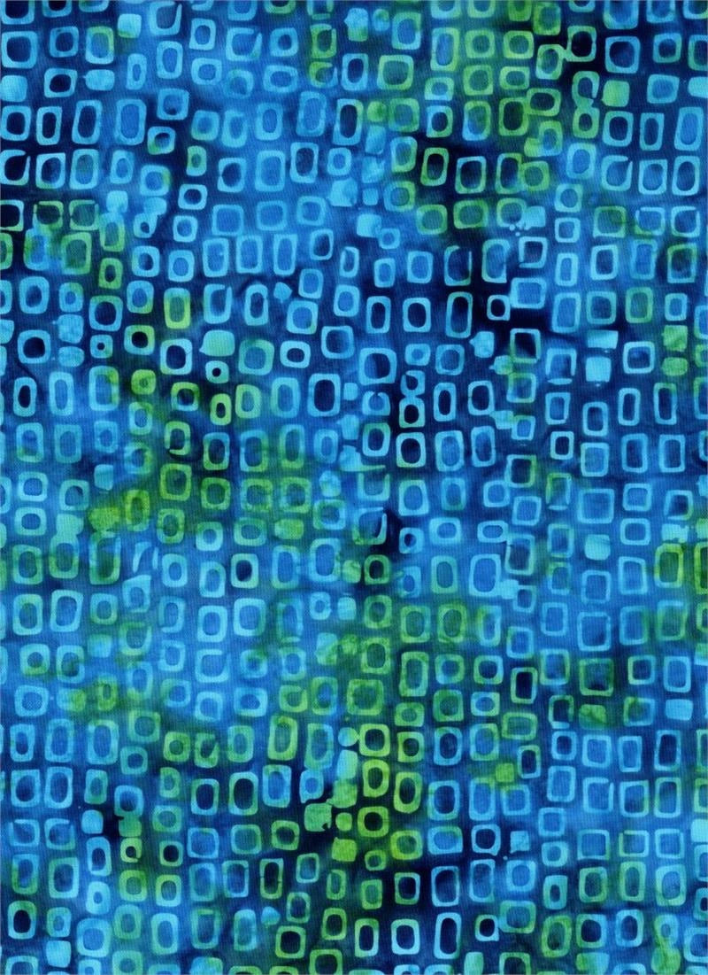 Venus Blue Squares Batik Fabric Yardage