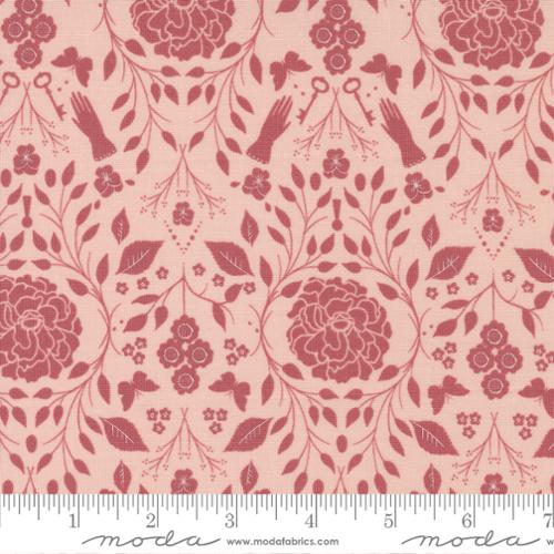 Evermore Garden Gate Damask Strawberry Cream Fabric Yardage