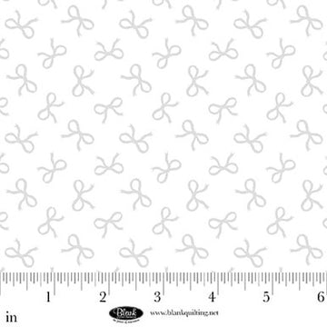 Morning Mist IX Bows White on White Fabric Yardage