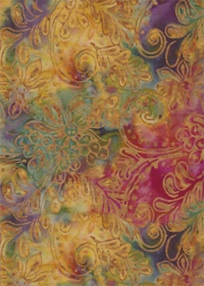 Color Envy Multi Flower Fronds Batik Fabric Yardage
