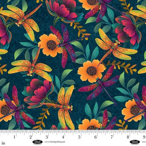 Luminous Haven Minky Dragonflies in Florals Yardage