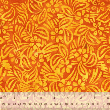 Quiltessentials Splendor Orange Hibiscus Batik Fabric Yardage
