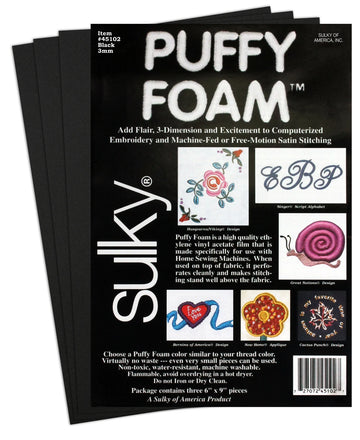 Foam Puffy Black 3mm 6in x 9in