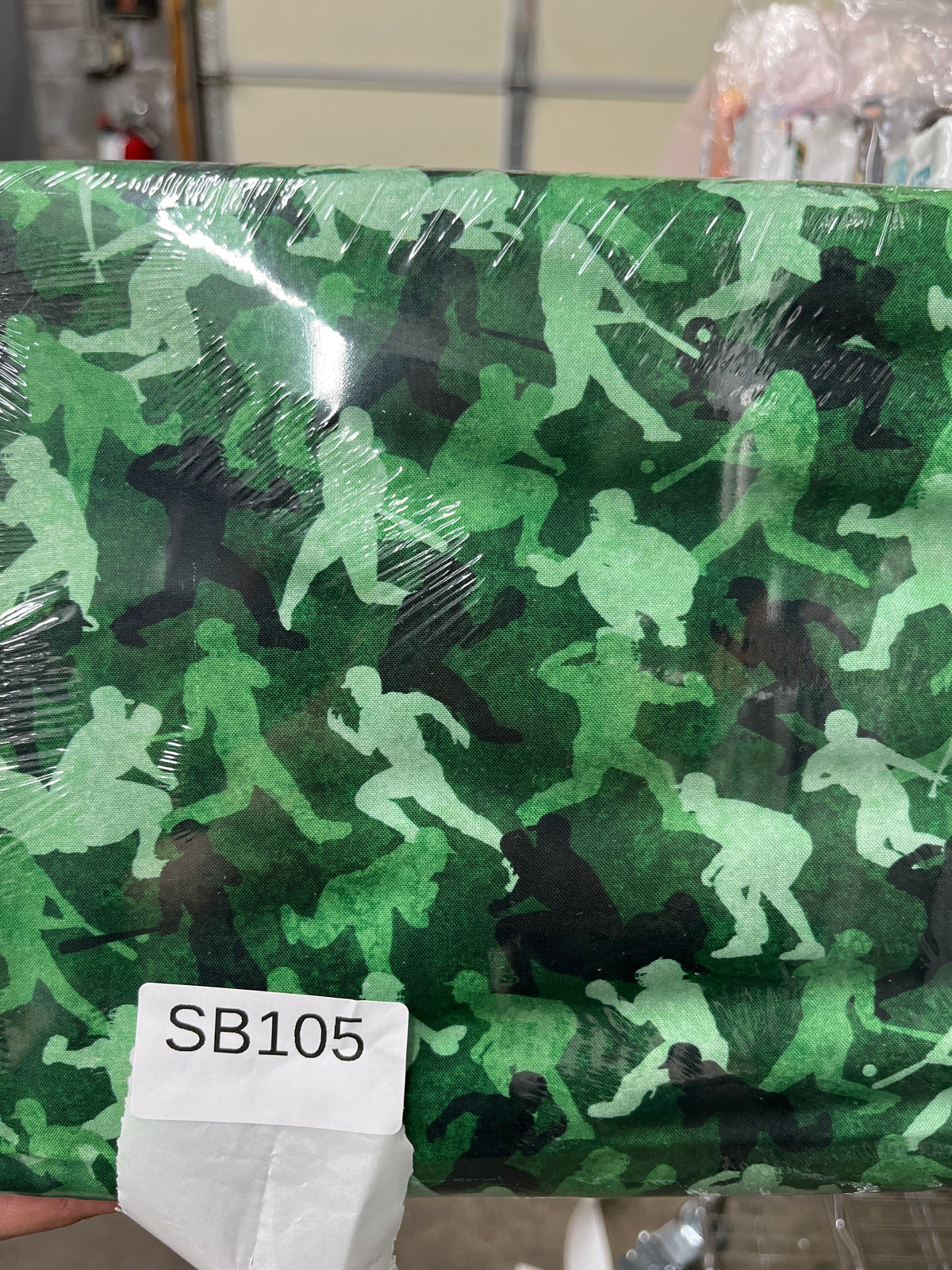 Bases Loaded Green Silhouette quilting fabric short bolt A