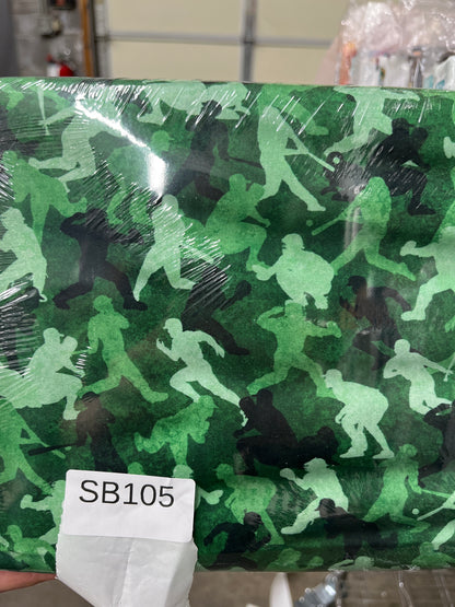 Bases Loaded Green Silhouette quilting fabric short bolt A