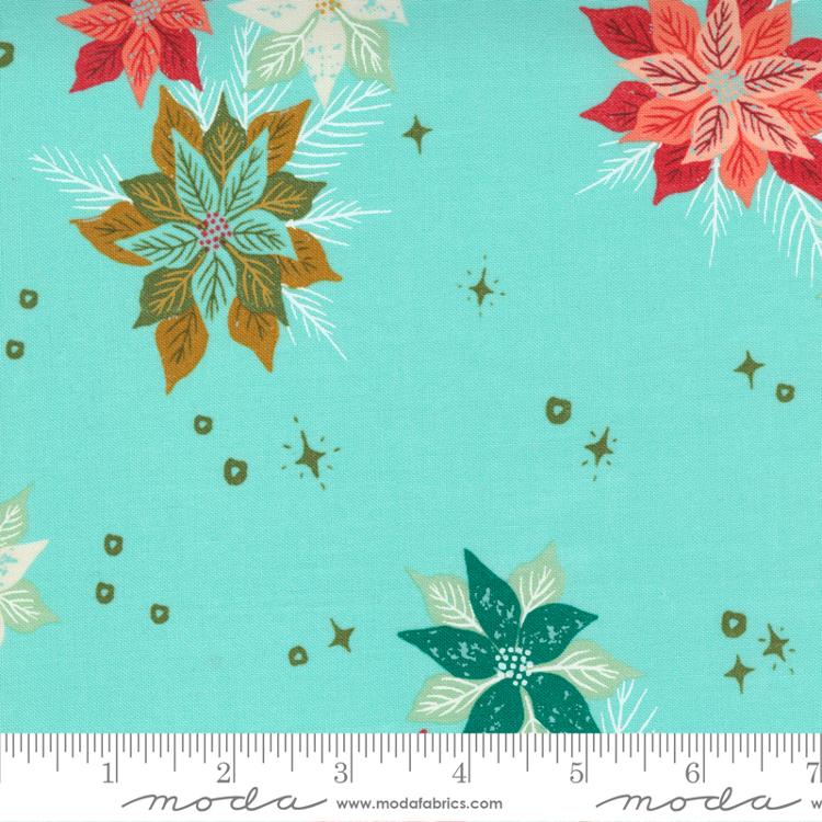 Cheer and Merriment Frost Poinsettia Fabric Yardage