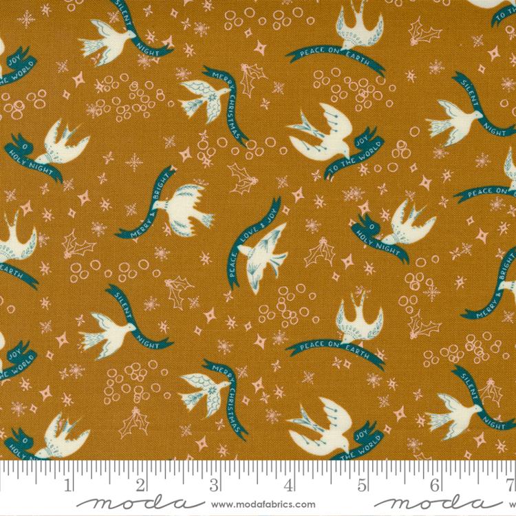 Cheer and Merriment Brass Birds Fabric Yardage