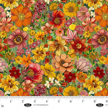 Enchanted Canopy Persimmon Allover Flowers Fabric Yardage - quilt fabric for sewing and quilting projects