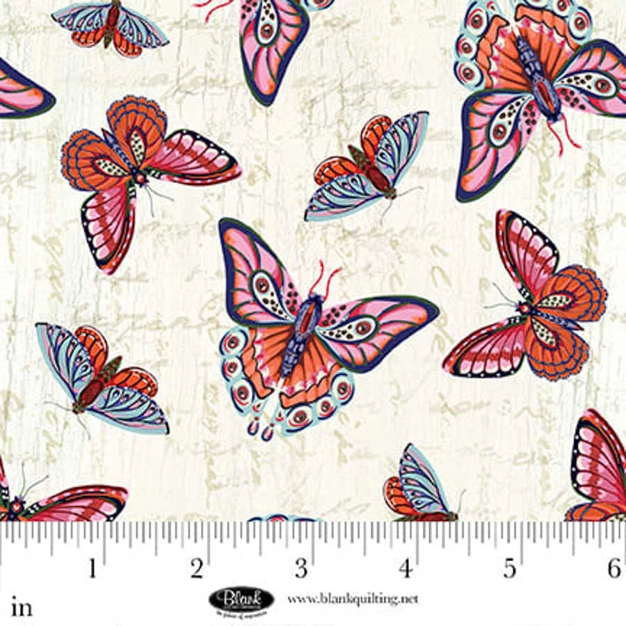 Cameo Appearance Ivory Butterflies Fabric Yardage - quilt fabric for sewing and quilting projects