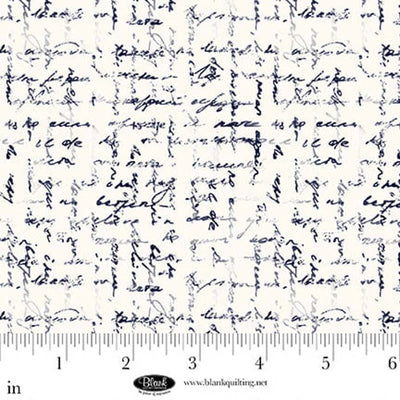 Cameo Appearance White Abstract Script Fabric Yardage