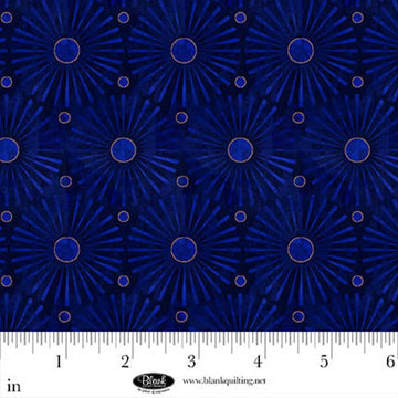 Cameo Appearance Navy Sunbursts Fabric Yardage - quilt fabric for sewing and quilting projects