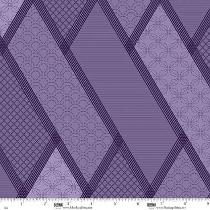 Linear Dream lavender stitched geometric 108 inch wide 3 yard back pack